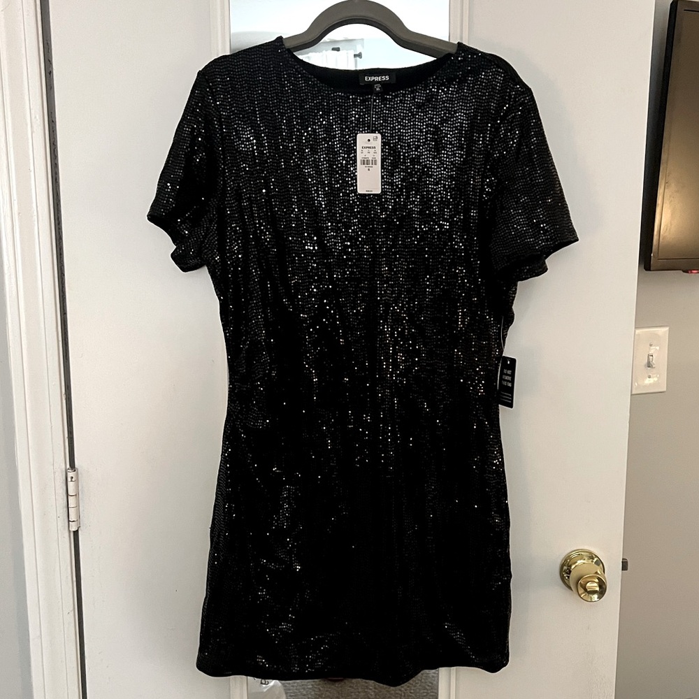Express black sequin dress NWT